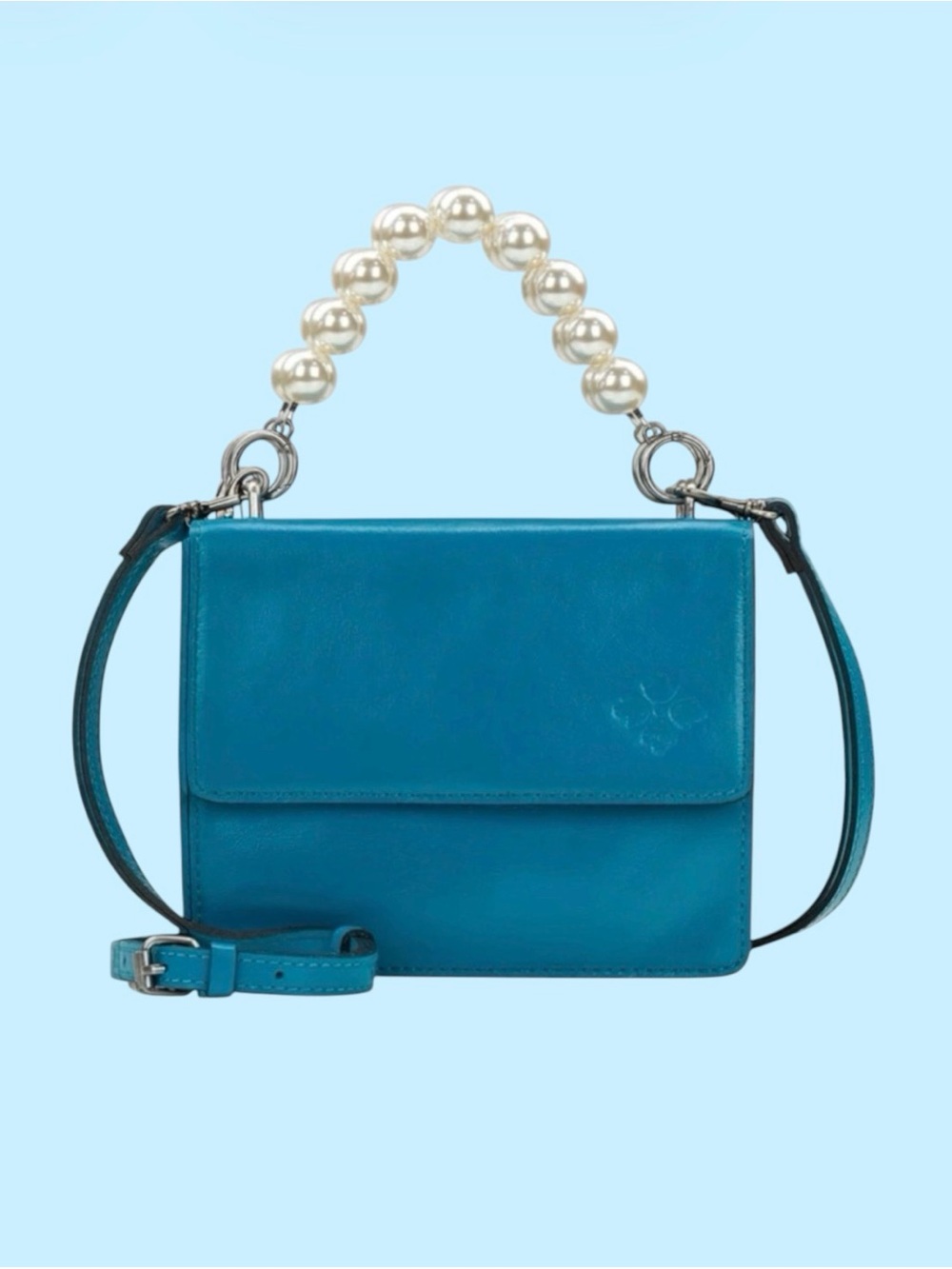 Patricia Nash VEOLIA Pearl Handle Turquoise Leather Crossbody